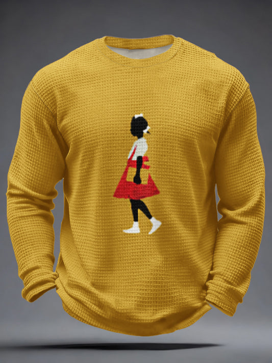 Men's Black History Black Girl Waffle Long Sleeve T-Shirt