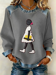 Women's Black History Black Girl Denim Patchwork Top