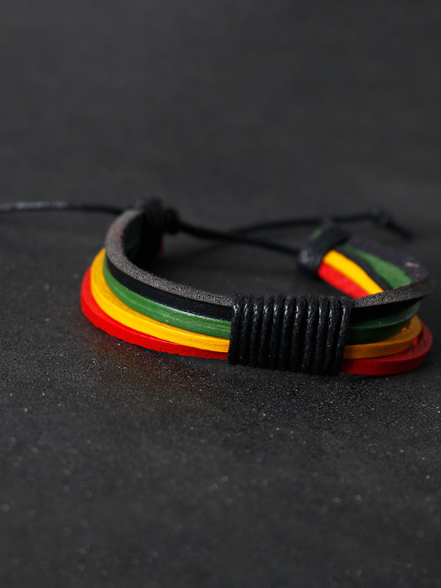 Unisex Jamaican Reggae Leather Braided Bracelet