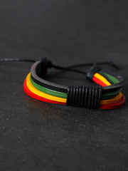 Unisex Jamaican Reggae Leather Braided Bracelet