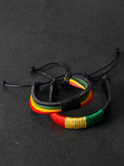 Unisex Jamaican Reggae Leather Braided Bracelet