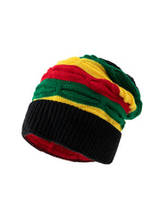 Unisex Jamaica Reggae Red, Green, Yellow, and Black Patchwork Knit Hat