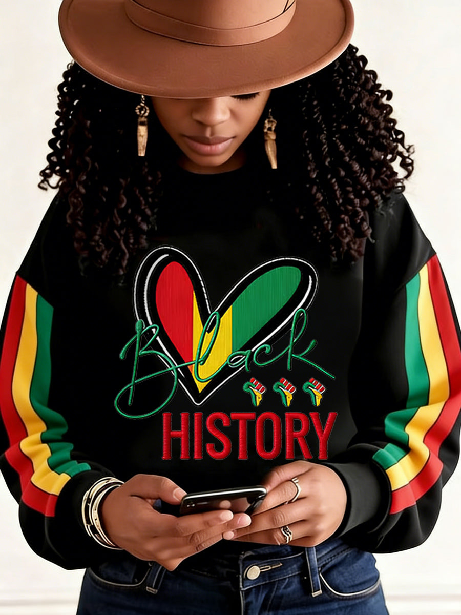 Women's Black History Month Print Casual Sweatshirt