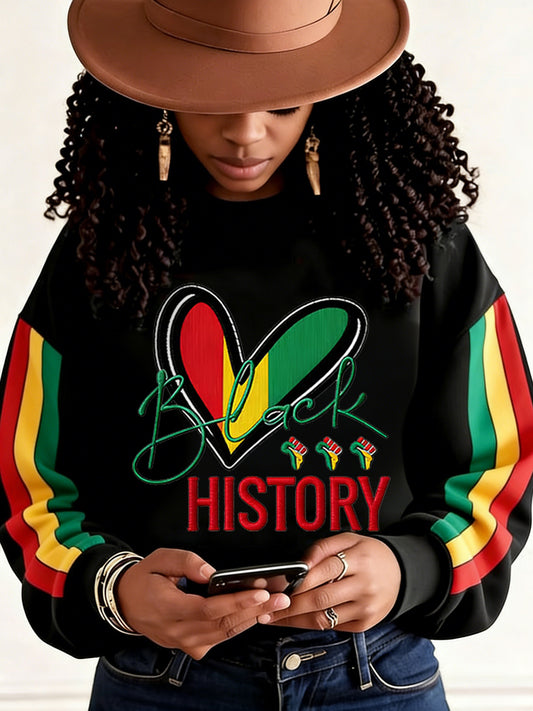 Women's Black History Month Print Casual Sweatshirt
