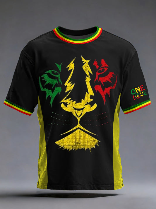 Men's One Love Rasta Lion Short Sleeves T-shirt