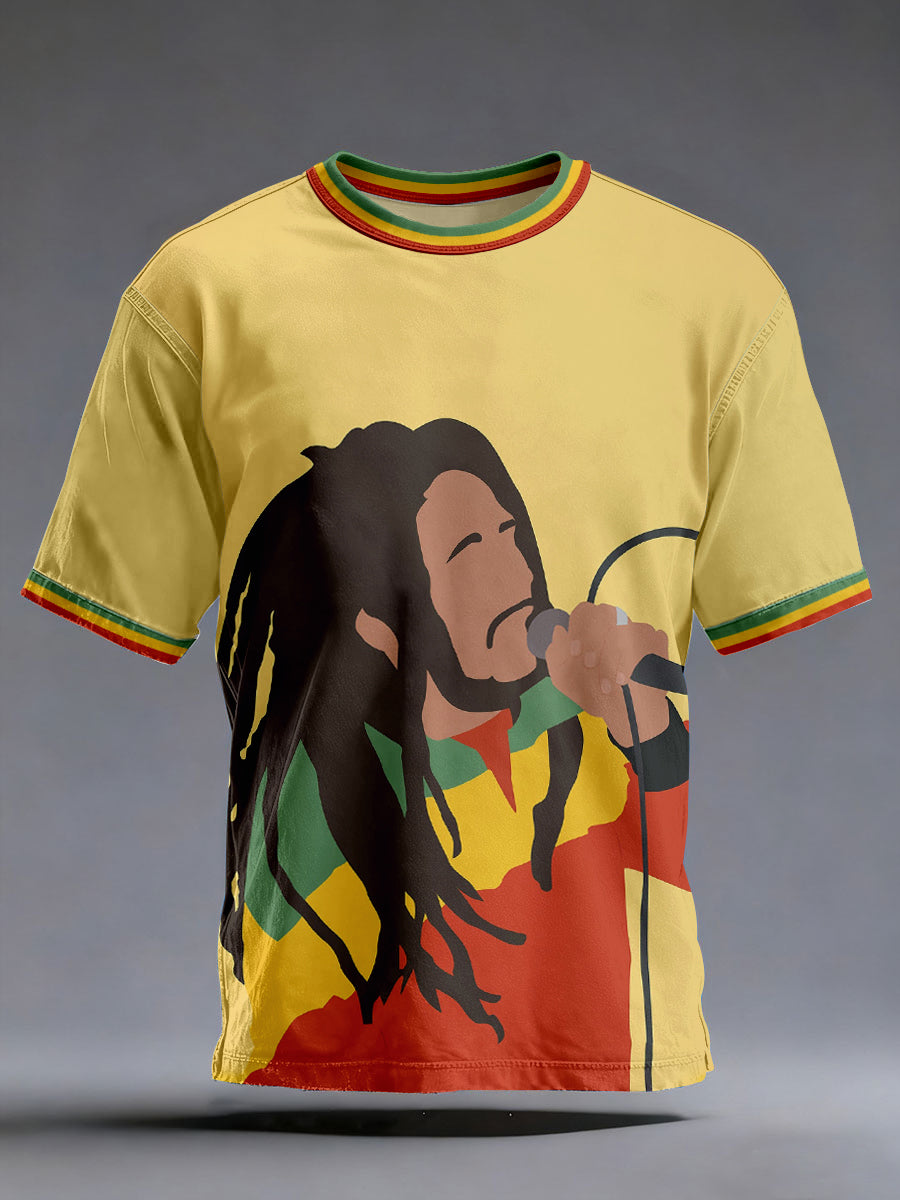 Men's Reggae Music Inspired Print Vintage T-Shirt
