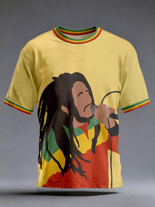 Men's Reggae Music Inspired Print Vintage T-Shirt