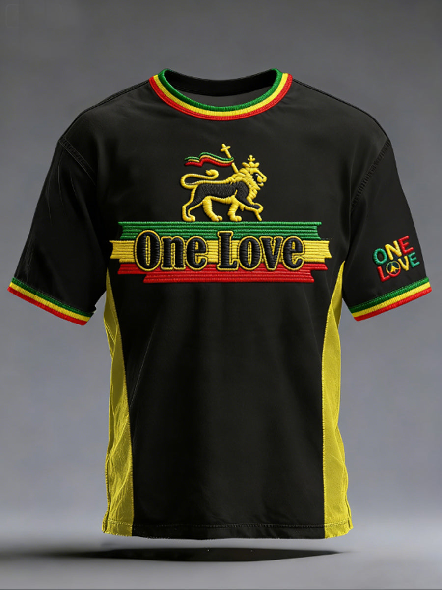 Men's One Love Rasta Lion Short Sleeves T-shirt
