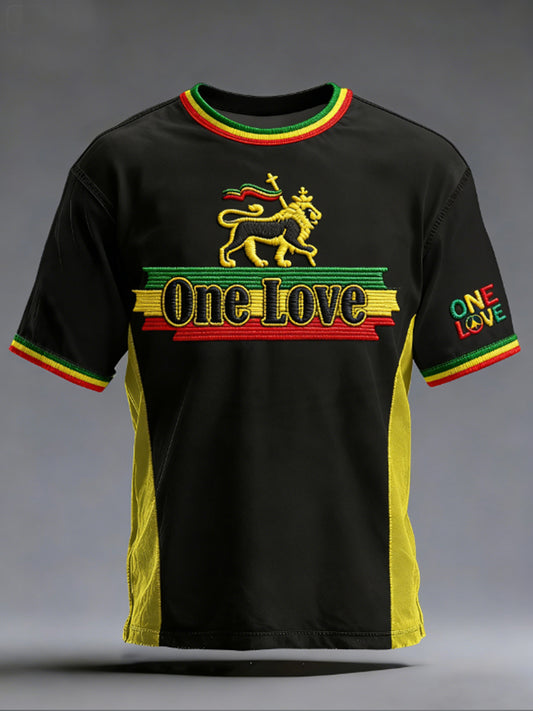 Men's One Love Rasta Lion Short Sleeves T-shirt
