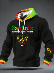 Men's Sankofa Adinkra Black History Checkered Cotton Hoodie