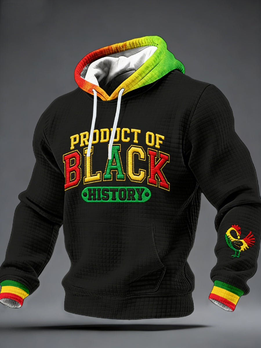 Men's Sankofa Adinkra Black History Checkered Cotton Hoodie