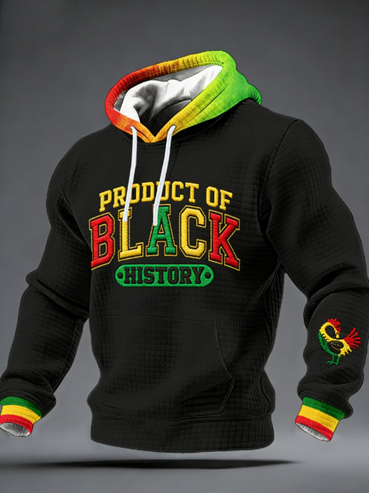 Men's Sankofa Adinkra Black History Checkered Cotton Hoodie