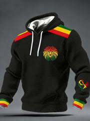 Men's One Love Rasta Lion Checkered Cotton Hoodie
