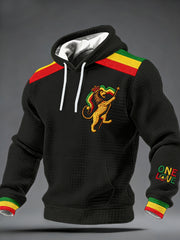 Men's One Love Rasta Lion Checkered Cotton Hoodie