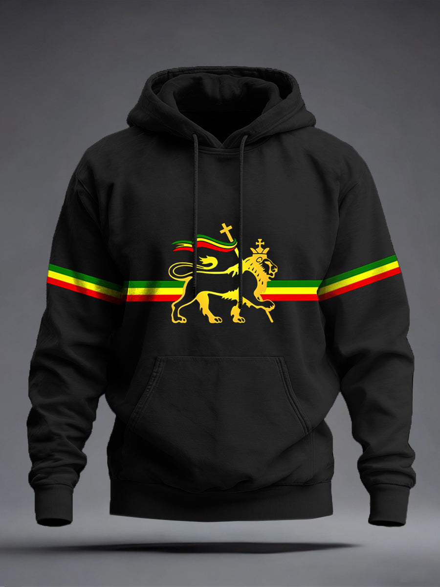 Men's Reggae Inspired Lion Print Hoodie