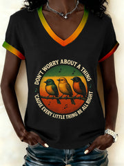 Women's Reggae Music Inspired Print V-Neck T-Shirt
