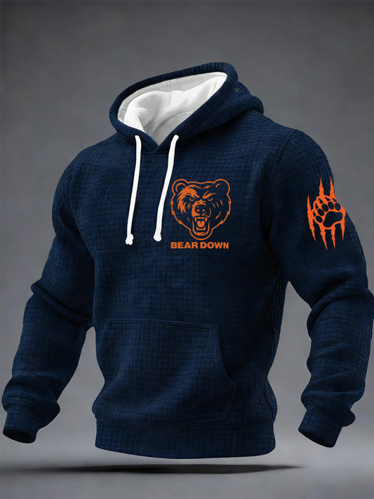 Men's Good Better Best Print Football Fans  Checkered Cotton Hoodie