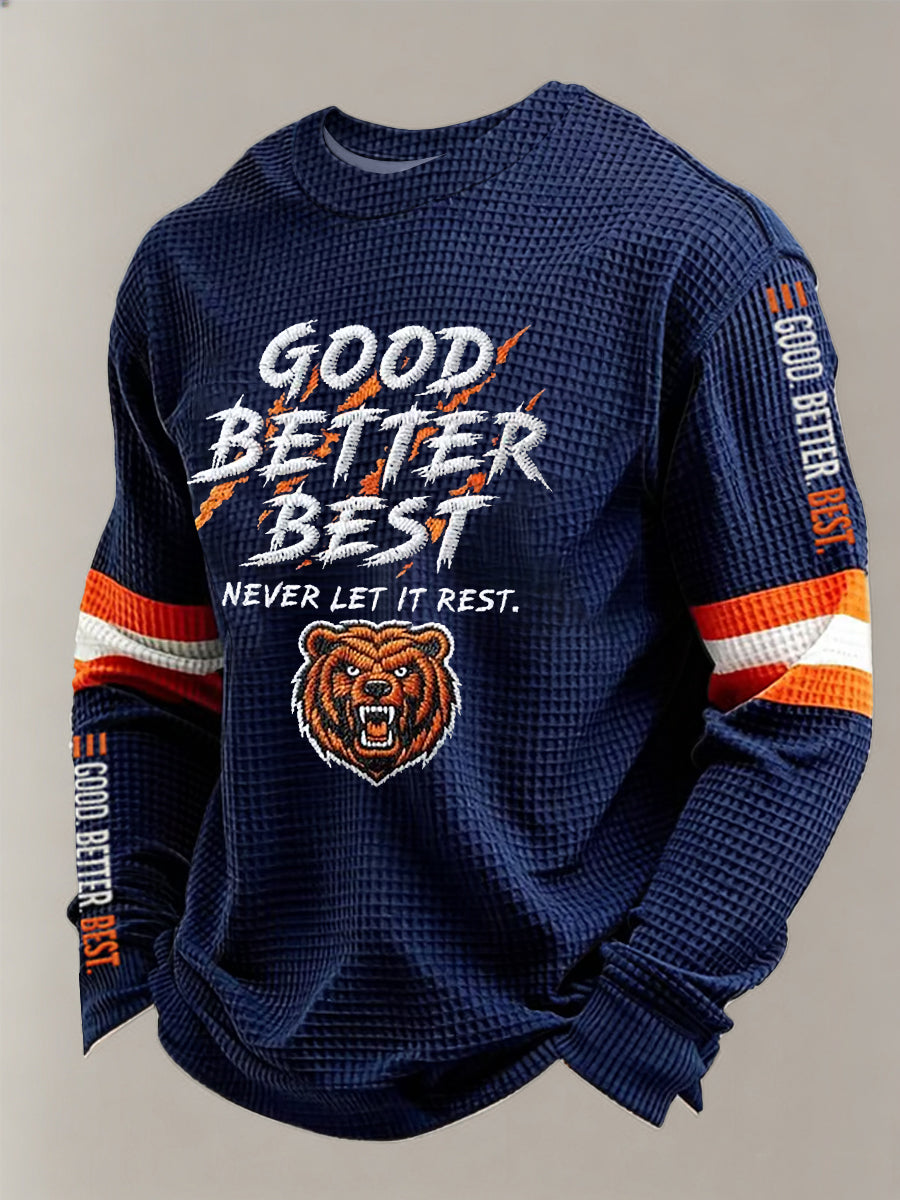 Men's Good Better Best Print Football Fans Printed Long Sleeve Sweatshirt
