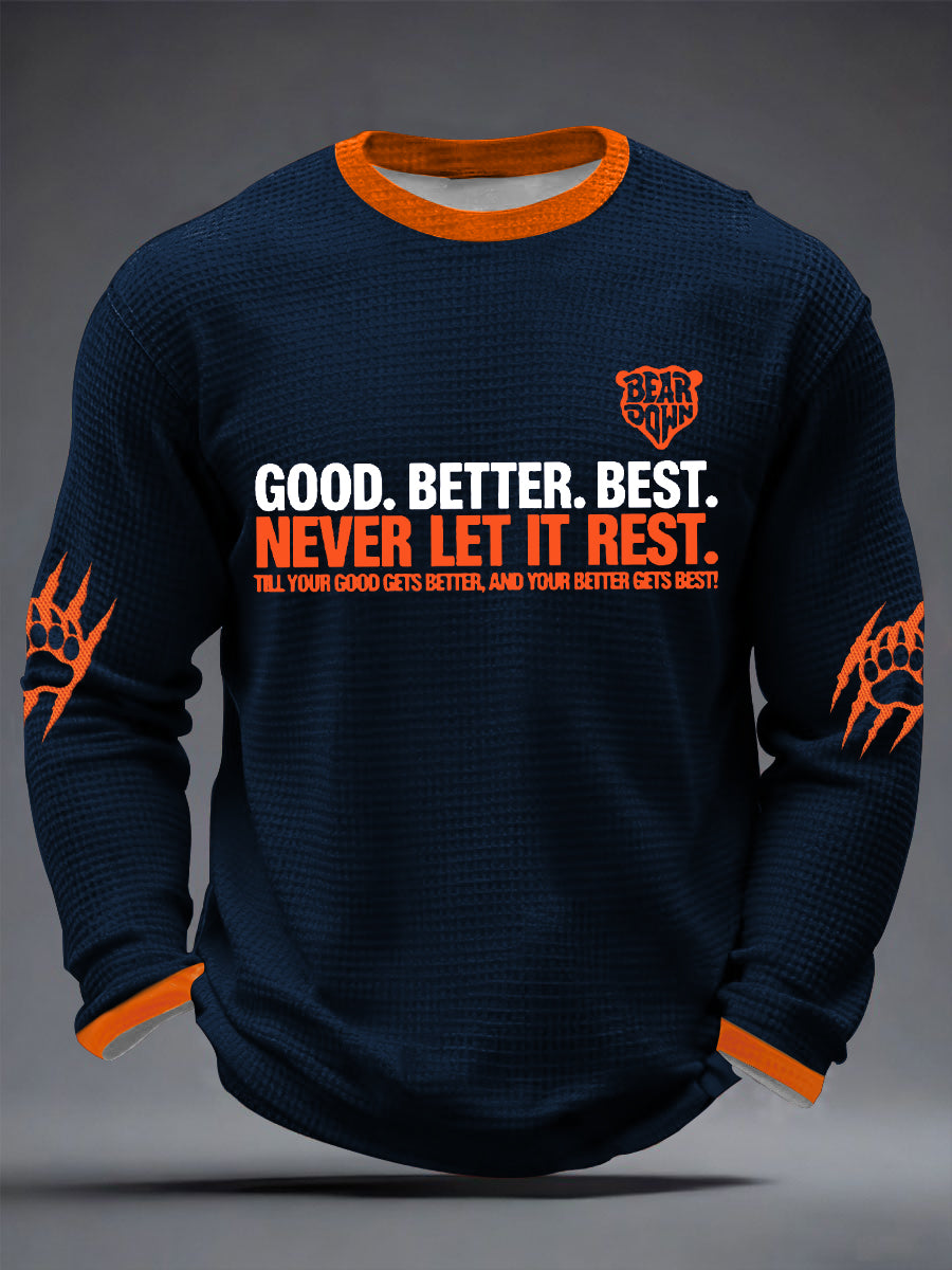 Men's Good Better Best Print Football Fans Waffle Long Sleeve T-Shirt