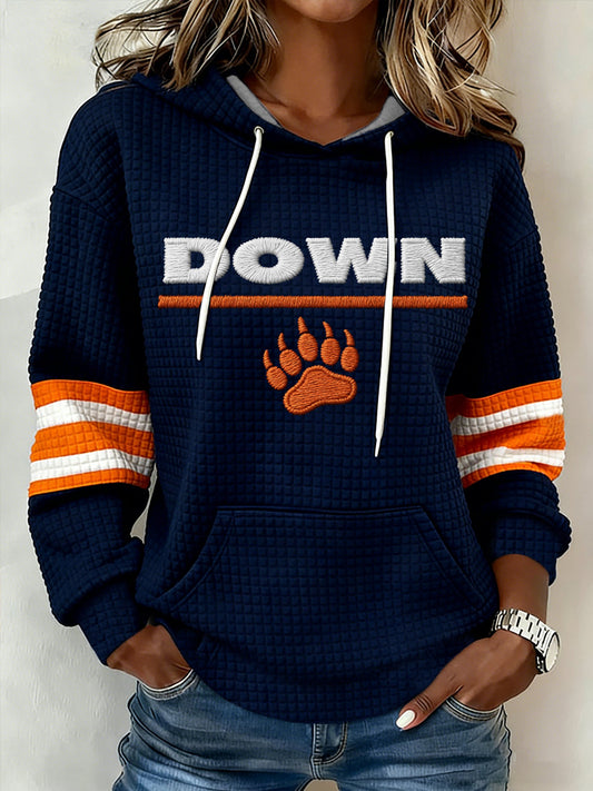 Women's Bear Down Football Fans Gameday Casual Waffle Hoodie