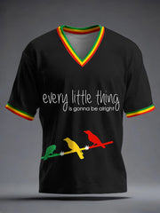 Men's Every Little Thing Is Gonna Be Alright Print V-Neck T-Shirt