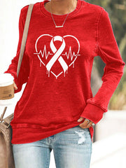 Women's Heart Disease Awareness Printed Sweatshirt