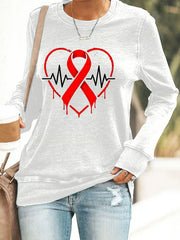 Women's Heart Disease Awareness Printed Sweatshirt