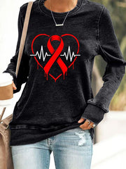 Women's Heart Disease Awareness Printed Sweatshirt