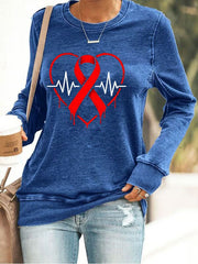 Women's Heart Disease Awareness Printed Sweatshirt