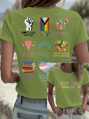 Women's Big Fan Rights Matter Be Good Printed T-shirt