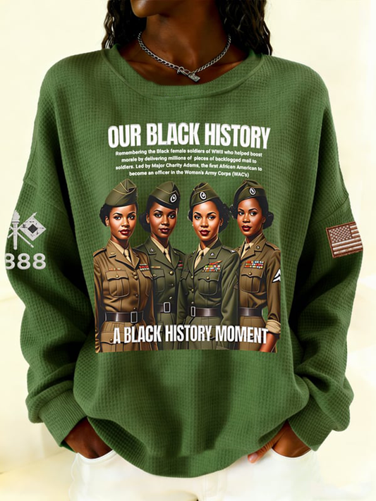 Women's The 6888th Black History Waffle Sweatshirt