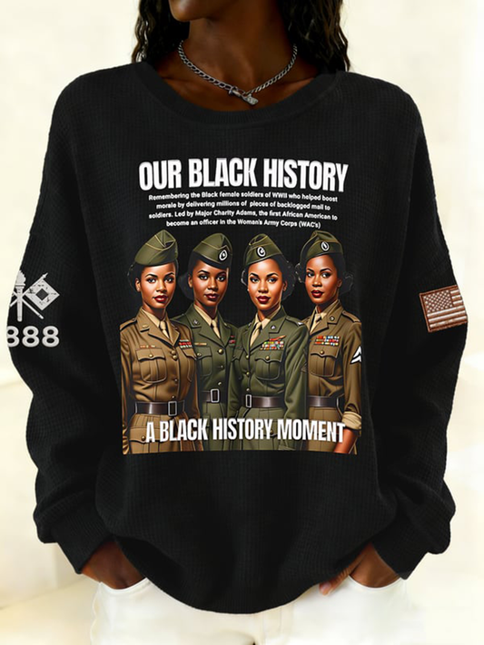 Women's The 6888th Black History Waffle Sweatshirt