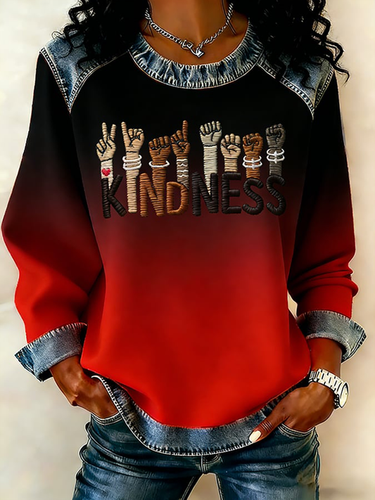 Women's Black History Culture Denim Patchwork Top