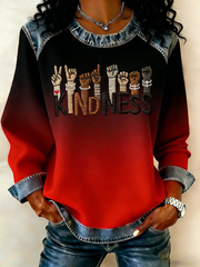 Women's Black History Culture Denim Patchwork Top