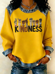 Women's Black History Culture Denim Patchwork Top