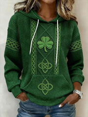 Women's St. Patrick's Day Shamrock Print Large-sized Hooded Sweatshirt