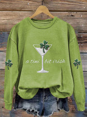 Women's St. Patrick's Day A Tini Bit Irish Shamrock Art Print Sweatshirt