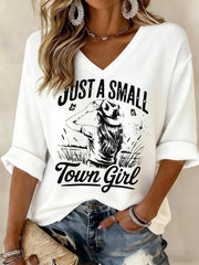 Women's Just A Small Town Girl Printed Waffle T-shirt
