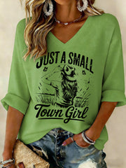Women's Just A Small Town Girl Printed Waffle T-shirt