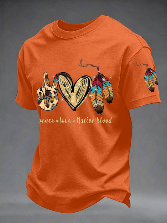 Men's Gathering of Nations Pow Wow Indian Native Art  Print imitation cotton short-sleeved T-shirt