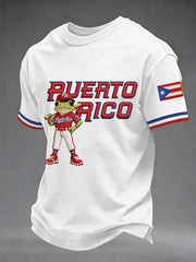 Men's Puerto Rico Baseball Print Casual Tee