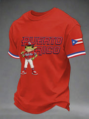 Men's Puerto Rico Baseball Print Casual Tee