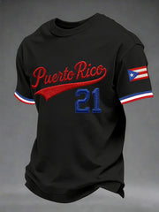 Men's Puerto Rico Baseball Print Casual Tee
