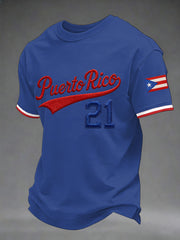 Men's Puerto Rico Baseball Print Casual Tee