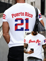 Men's Puerto Rico Baseball Printed short sleeves t-shirt