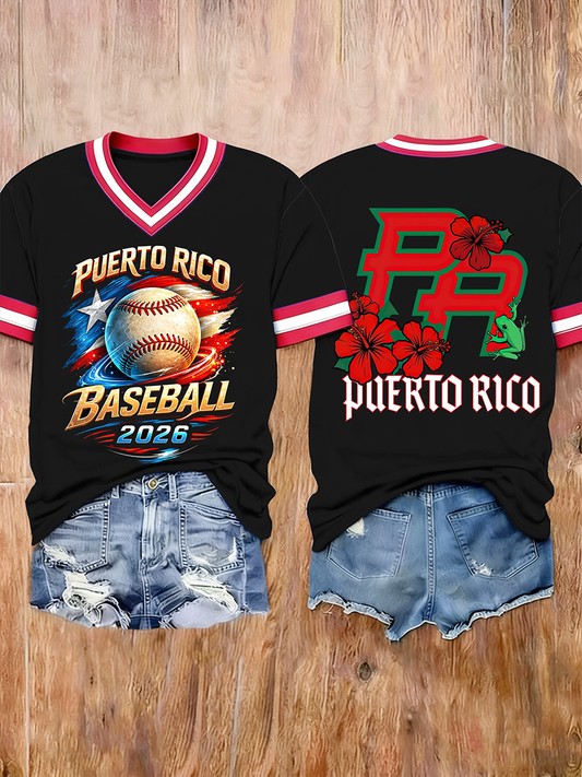 Women's Puerto Rico Baseball Short-sleeved T-shirt