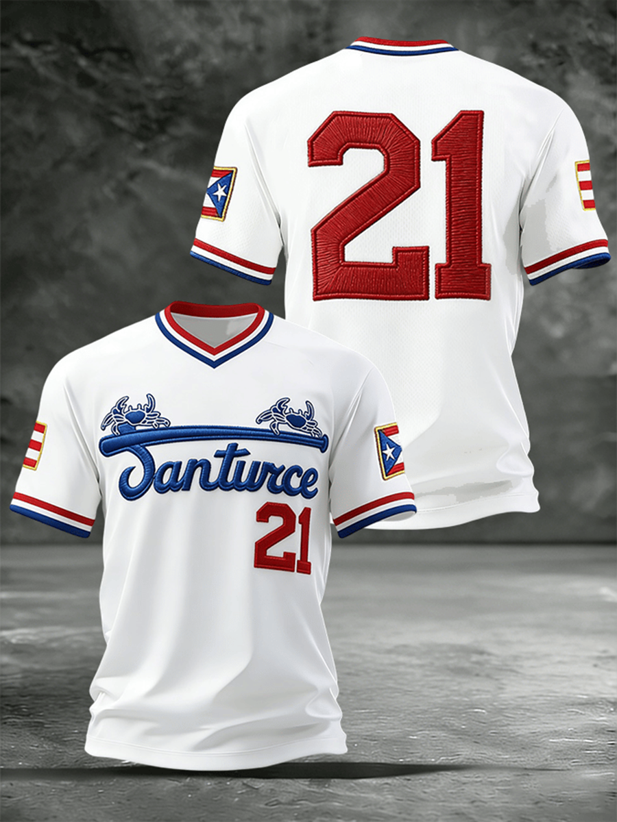 Men's Puerto Rico Baseball 21 V-neck T-shirt