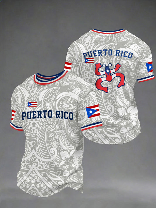 Men's Puerto Rico Baseball Printed short sleeves t-shirt