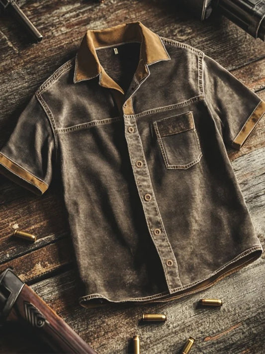 Men's Casual Retro Stripe Graphic Print Short Sleeve Shirt