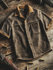 Men's Casual Retro Stripe Graphic Print Short Sleeve Shirt